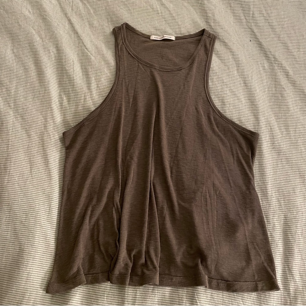 Foreign Exchange Brown Ribbed High‎ Neck Racerback Tank Top C1933 Large